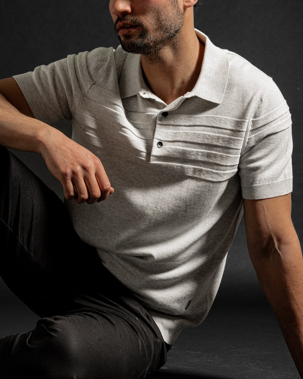 Lyocell 3D-Stripe Knitted Polo